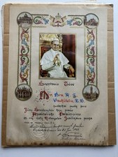 Vintage 1964 Vatican Papal Blessing Doc Pope Paul VI Lithograph Parchment Signed picture