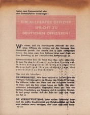 Original WWII US Allied Propaganda - To German Officers 1944 - Translated - Rare picture