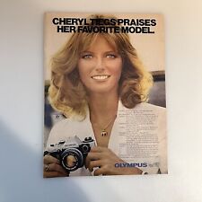 1980 Olympus OM-10 Camera Cheryl Tiegs Blond Model Print Ad Original Vintage picture