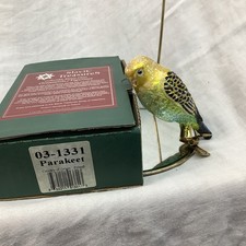 Vintage Slavic Treasures “Parakeet” Blown Glass Clip-on Ornament 03-1331  4” L picture