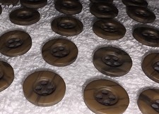 Vintage Faux Horn Buttons – 31 Small 26L + 32 Large 32L • MCM Mottled Brown picture