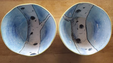 Rare Signed Emily Fair Hand-Thrown Ceramic Aspen Bowls (Pair) – 45° Gallery picture