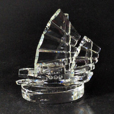 J.G. DURAND CHINESE JUNK BOAT FIGURINE, Cut Lead Crystal, 4