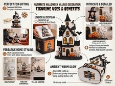 9in Halloween Village Figurine Set Resin Haunted House Decor picture