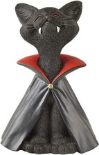 JFSM INC. Whimsical Black Vampire Cat Figurine Gothic Resin Halloween Decor Gift picture