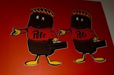 Vintage Pete The Peat Bog Mascot Stickers Lot of 2 Rare Retro Fuel Advertising picture
