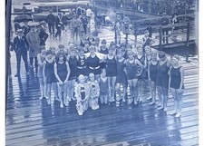 Antique 1923 Glass Plate Negative Charles River Boston Women Swim Team OOAK picture