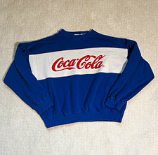 Vintage 70s 80s Coca-Cola Crewneck Sweatshirt Blue White Spell Out Logo picture