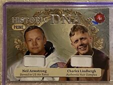 2024 HISTORIC AUTOGRAPHS PRIME NEIL ARMSTRONG CHARLES LINDBERG DUAL DNA RELIC picture