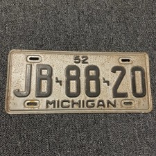1952 Michigan License Plate Tag JB 88 20 picture
