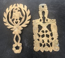 Two Vintage Brass Trivets Eagle Decorative Japan picture