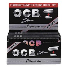 OCB Premium King Size Slim Rolling Papers + Tips (Full Box of 24 Booklets) picture