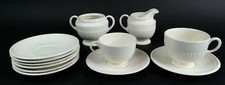 12 Piece Wedgwood Cups Saucers Sugar Bowl Creamer White Lot picture