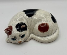 Vintage 1985 Royal Orleans Japan Calico Cat Figurine Crackle Glaze 6” picture