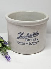 Antique Lambrecht's Butter Stoneware Crock New York New Jersey Advertising 6