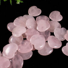 10/30/50PC Pink Rose Quartz Natural Crystal Carved Heart Healing Gemstone Lots picture