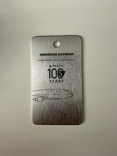 Delta Airlines 747 Plane Centennial American Express Metal Bag Tag picture
