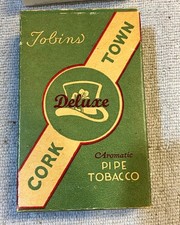 Vintage Tobins Deluxe Cork Town Pipe Tobacco Box w/Paper Pouch   EMPTY  VGC picture