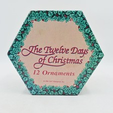 C&F Enterprises Inc 1996 Set Twelve Days Of Christmas Decaupage Paper Mache 12 picture