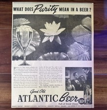 1939 Atlantic Beer Ale Company Newspaper Ad WWII WW2 Era Advertisement 12” X 15” picture