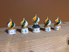 Five Beautiful Handpainted Russian Wooden Christmas Ornaments with Box picture