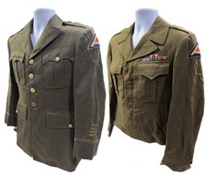 WWII WW2 Two Uniforms ETO 7th Army 4 Pocket & Ike Uniform Grouping Named picture