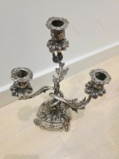 Vintage Italian 3 Arm Candelabra Floral Rococo Candle Holder Made in Italy 30cm picture