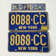 1973 New York License Plate Pair 🔥 Vintage Antique NY Tags 8088-CC picture