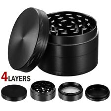 4-Piece Small Hand Crusher Mill Tobacco Herb Grinder  Metal  Magnetic Top Black picture