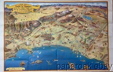 1950 Southern California's Sunshine Empire Large Folding Cartoon Cartograph Map picture