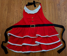 Kohl’s St Nicholas Square Red Mrs. Santa Claus Ruffled Apron Cooking Baking CUTE picture