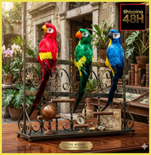24/18in Artificial Feather Color  Large Macaw Parrot Simulated Birds Home Garden picture