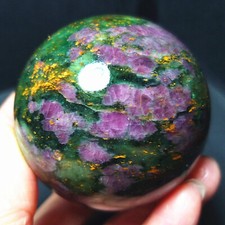 RARE 286.8G 55mm Natural emerald And Ruby Symbiosis Agate Ball Healing A2604 picture