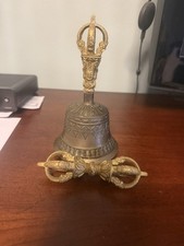 Tibetan Buddhist Bell With Vajra - Sacred Ritual, Spiritual Bell  picture
