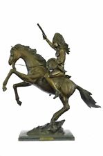 Original Thomas War Chief Bronze Sculpture Western Art Marble Base Figurine Sale picture