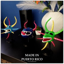 Pack of 3 Vejigante Masks Puerto Rico 7.5 inches tall  (desk or wall decor) picture