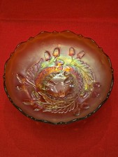 Fenton 1910 Carnival Glass Bowl ~~ Marigold over Vaseline Glass ~~ UV Reactive picture