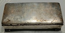 Poole Silver Co 2002 Silverplate Footed Cig Jewelry Box Vintage Wood Lined EPCA  picture