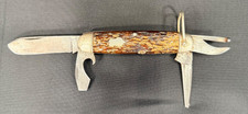 Vintage Remington UM0 4-Tool Scout Style Brown Jigged Bone Pocketknife Made USA picture