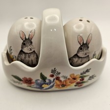 Maxcera Spring Collection Easter Egg Shaped Salt & Pepper Shakers in Basket picture