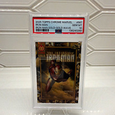 Topps 2025 Chrome Marvel Iron Man IM-7 Gold-Gold Wave /50 PSA 10 picture