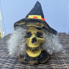 Vintage Fiber Optic Skull Witch Halloween Light Up Decor 2000s WORKING picture