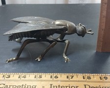 Vintage Brass House Fly Decorative Accent Ashtray, Hinged Lid picture