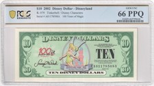 2002 R-079 $10 Disney Dollar Tinkerbell / Disney Characters PCGS Graded 66 PPQ picture