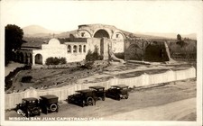 San Juan Capistrano CA Mission Nice View of Cars c1920s-30s RPPC Postcard bhn picture