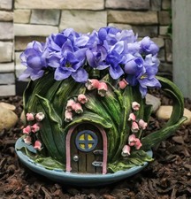 Fairy Garden Leaf Foliage Teacup Cottage House Floral Planter Vase Figurine picture