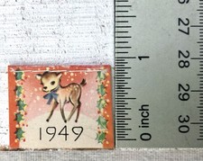 Antq Rare 1909 Miniature Calendar 1” Kitschy Deer  Christmas Holiday Scene VTG picture