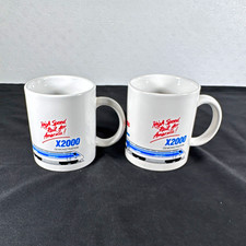 Vintage Amtrak X2000 High Speed Rail Demonstration Coffee Mug Cup Pair 1993 2pc. picture