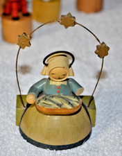 Vintage Germany Erzgebirge Expertic Wooden Fish Monger Handcrafted Figurine picture