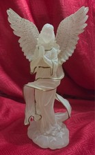 Vintage Acrylic Frosted Clear Winged Angel Figurine 5 Inches Tall picture